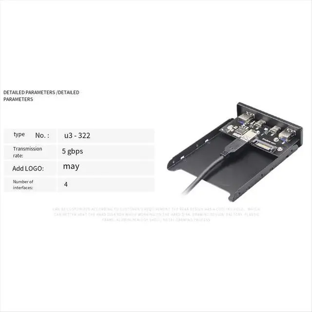 Alt view image 4 of 6 - USB Hub USB C Hub 3.5 Inch Floppy Drive Front Panel 2 Port USB 3.0 + 2 Port USB 3.1 Type C 20 Pin Connector