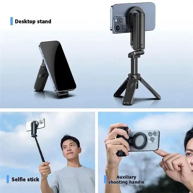Alt view image 5 of 6 - JJ03S Magnetic Phone Tripod Phone Grip Selfie Stick Desktop Tripod With Remote Control For Livestreaming White