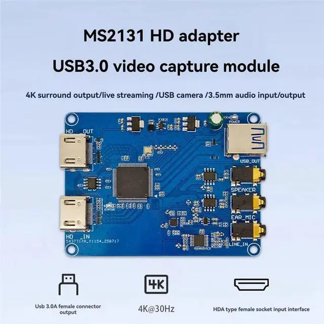 Alt view image 5 of 6 - MS2131 4K Loopout 3.5Mm Audio HD Video Capture Module -Compatible To USB 3.0 Capture Card For Live Streaming