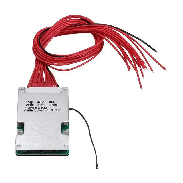 Alt view image 6 of 6 - For 15S 48V 30A LiFePO4 PCB Protection Board with Balance Wire and ,Common Port,Ten Protection Functions