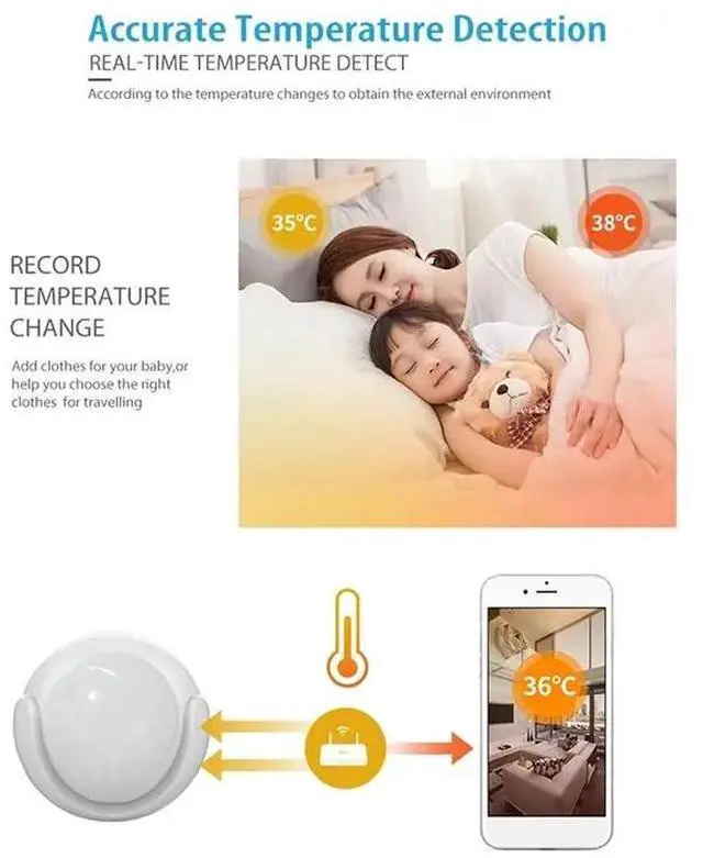 Alt view image 5 of 6 - Smart Home Automation Alarm System Infrared Human Body Sensor Motion Detection Temperature Detector