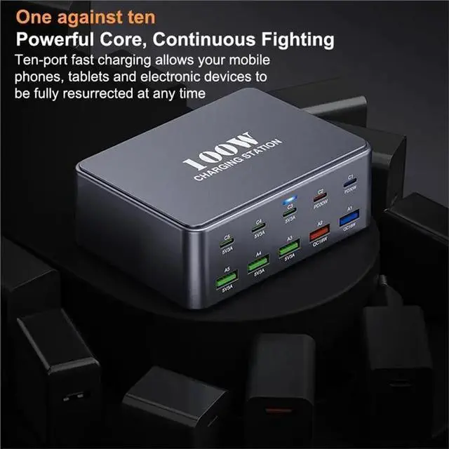 Alt view image 5 of 6 - EU Plug 100W USB Type-C Desktop Phone PD Fast Power Adapter For Tablet Laptop Travel For