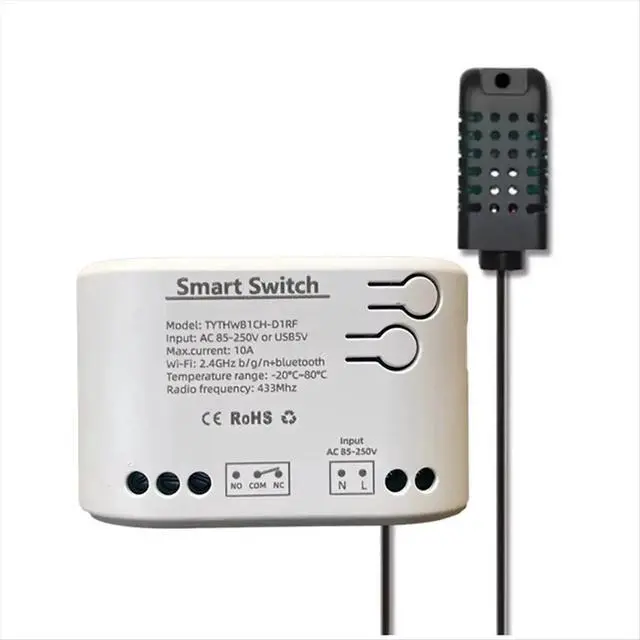 Alt view image 5 of 6 - Tuya Smart Life Switch Relay Temperature Humidity Monitoring Thermostat Sensor Passive Dry Contact AC 85-250V