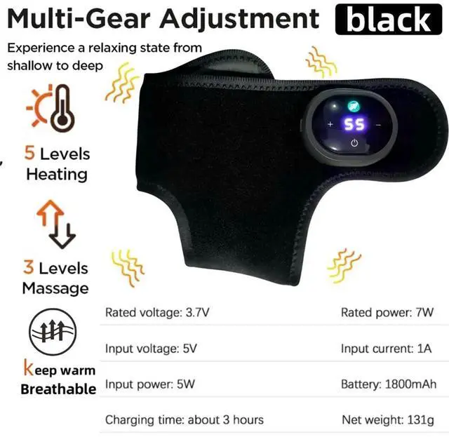 Alt view image 5 of 6 - Foot Massager 2 PCS Heated Ankle Brace Cordless Ankle Massager with 3 Shock Levels 5 Heat Settings & LCD A