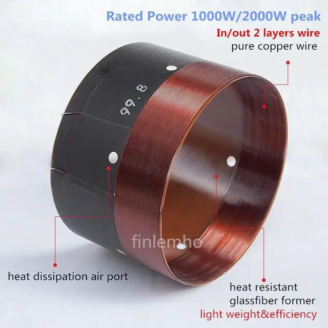 Alt view image 5 of 6 - 99.8mm Speaker Subwoofer Voice Coil 1000W 15"Bass 18"Subbass Repair Part 2 Layers Wire In Out With Copper Wire Glassfiber Former