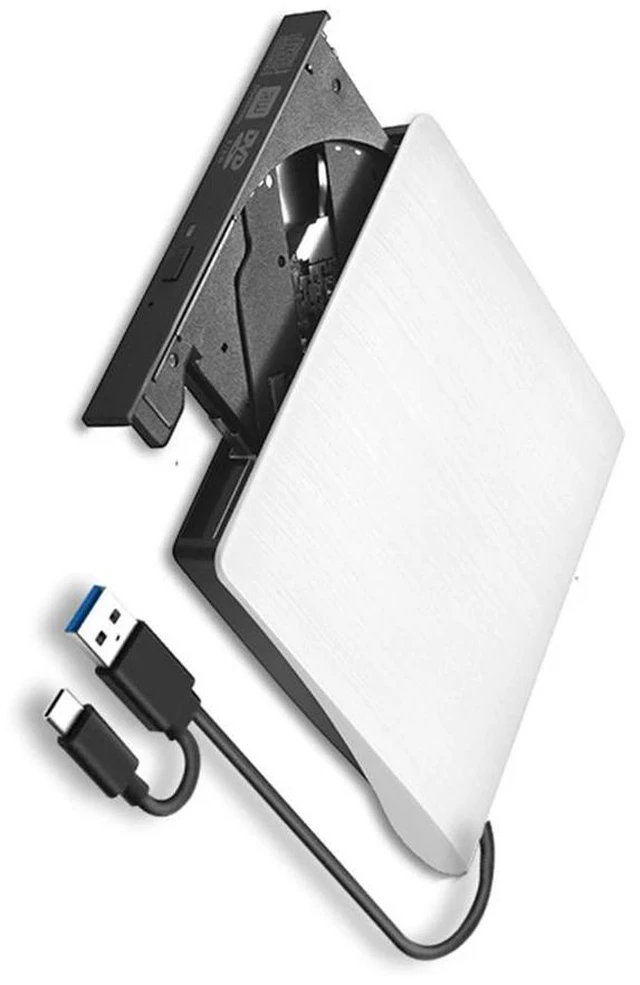 Alt view image 6 of 6 - USB 3.0 SATA External DVD CD-ROM RW Drive Enclosure 5Gbps High-Speed 12.7mm Optical Drive Case for Laptop Desktop White