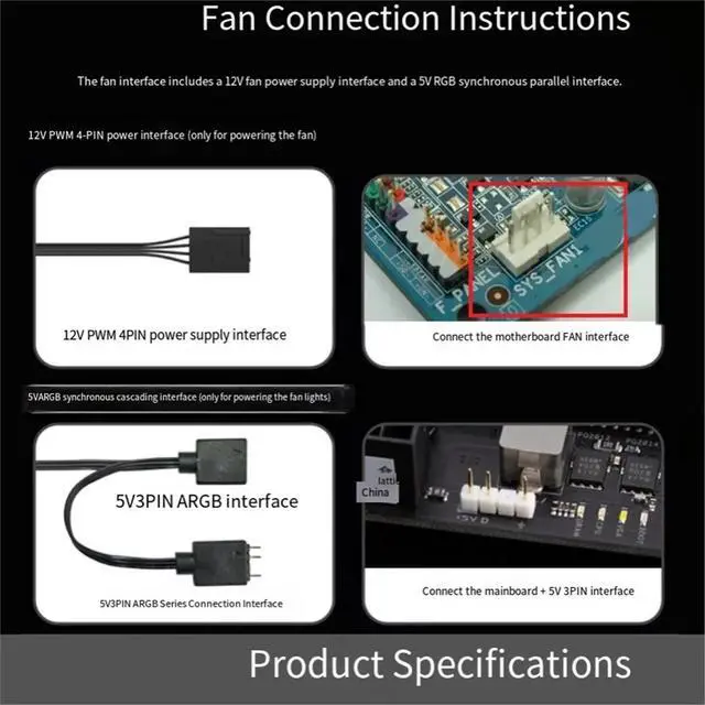 Alt view image 6 of 6 - FD200 Computer Case Fan 200mm High Air Volume 3Pin Quiet Cooling Fan 20cm ARGB Fans Desktop PC Case Accessories