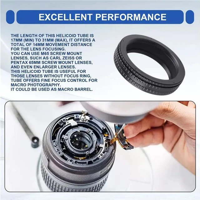 Alt view image 5 of 6 - M65 To M65 Mount Lens Adjustable Focusing Helicoid 17Mm-31Mm Macro Tube Adapter