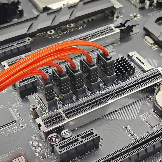 Alt view image 6 of 6 - M.2 NVMe to 5-Port SATA 3.0 Expansion Card JMicron JMB585 Chip Controller M2 Key-M to SATA3.0 6Gbps SSD Adapter