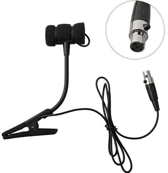 Alt view image 5 of 6 - Musical Instrument Saxophone Microphone Clip 3 Pin Wired Mic For Trumpet Sax Omnidirectional Suit With 5M Cable