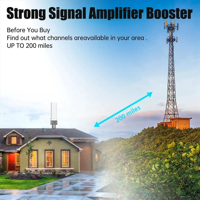 Alt view image 4 of 6 - 4K Digital TV Antenna 35dBi Outdoor Free HDTV Channel 6000 Miles Long Range Signal Amplifier for ATSC/DVB-T/DMB-T/ISDB-T