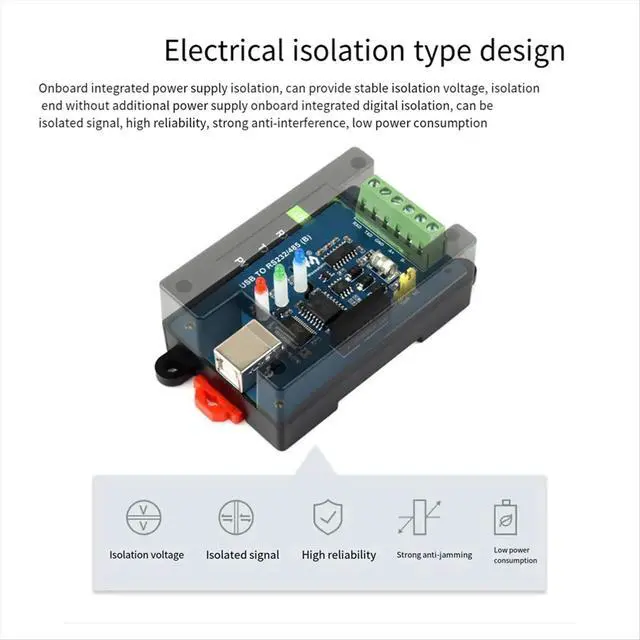 Alt view image 5 of 6 - Din Rail USB to RS232/485 Industrial Grade Isolated Converter FT232RNL Support Wall-Mount and Rail-Mount