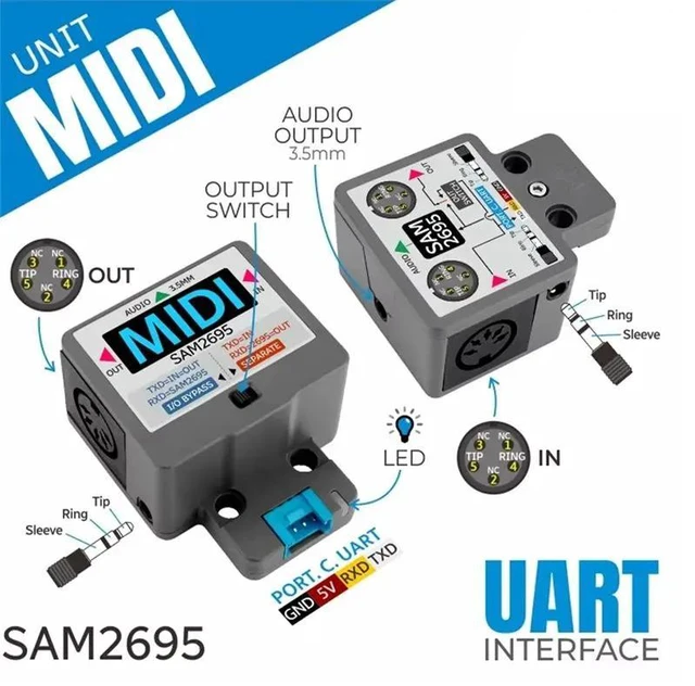 Alt view image 5 of 6 - Audio Processing 3.5 Interface For M5stack MIDI Unit Serial Port To MIDI Unit SAM2695