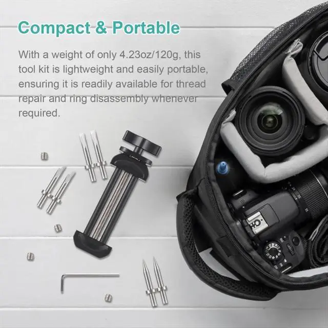 Alt view image 4 of 6 - Camera Repair Tool with Detachable Flat & Pointed Tips for Camera Lens All Metal Lens Repair Set with 6 Tips 8 Screws