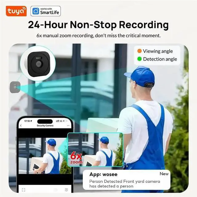 Alt view image 5 of 6 - IDUD For Home Security App Controlled Tuya Smart Window Camera 3MP Full-Color Night Vision 2.4G/5G Dual-Band Through Window