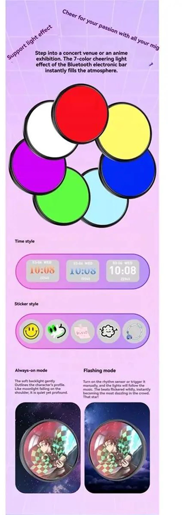 Alt view image 4 of 6 - Electronic Badges 1.85 Inches LCD Touch Screen Animes Pin Can Uploading Photos GIFs and Videos Gift for Fan