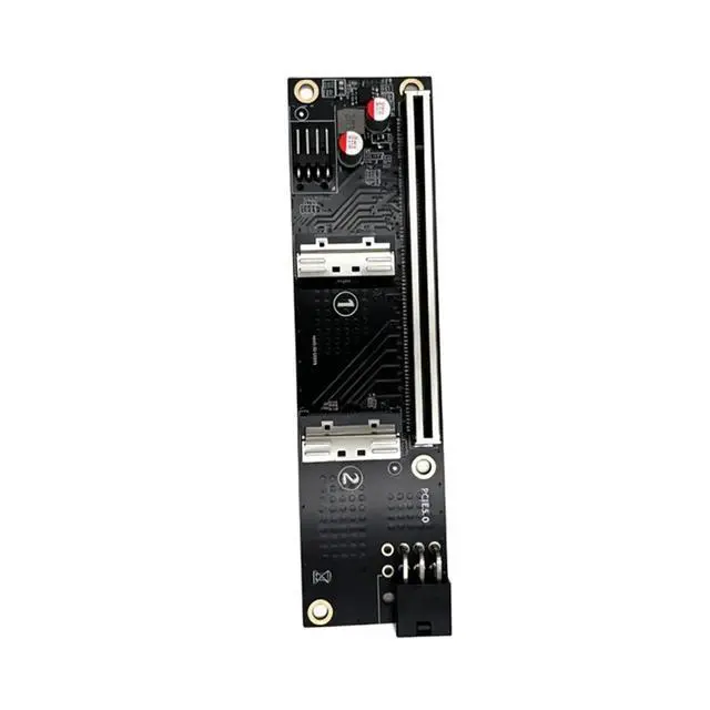 Alt view image 4 of 6 - 2 Port MCIO 5.0 to PCI-E 5.0 X16 Adapter Card with GPU 6Pin Power Port for Graphics Card Server
