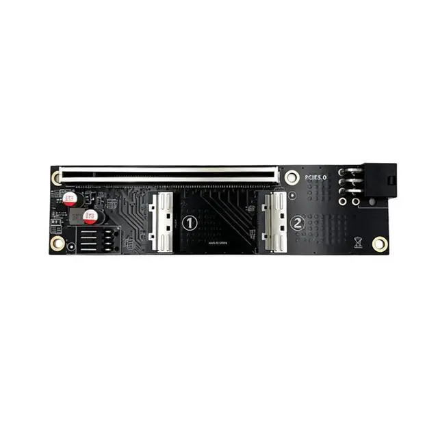 Alt view image 6 of 6 - 2 Port MCIO 5.0 to PCI-E 5.0 X16 Adapter Card with GPU 6Pin Power Port for Graphics Card Server