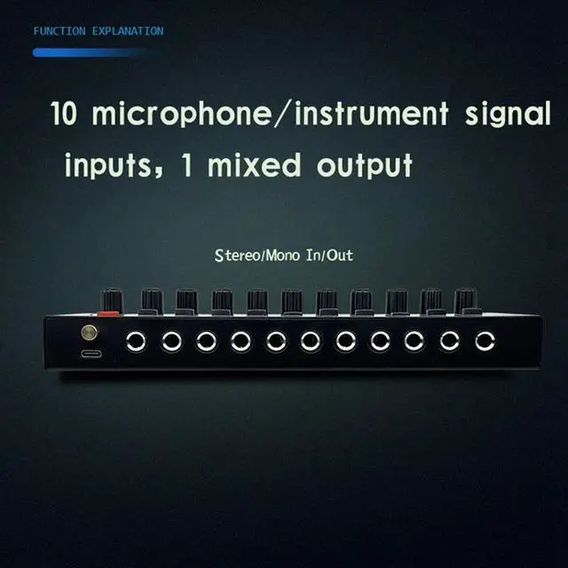 Alt view image 6 of 6 - MX1002 10 Channels Stereo Headphone Amplifier Mini Ultra Low Noise Audio Amplifier Earphone Splitter