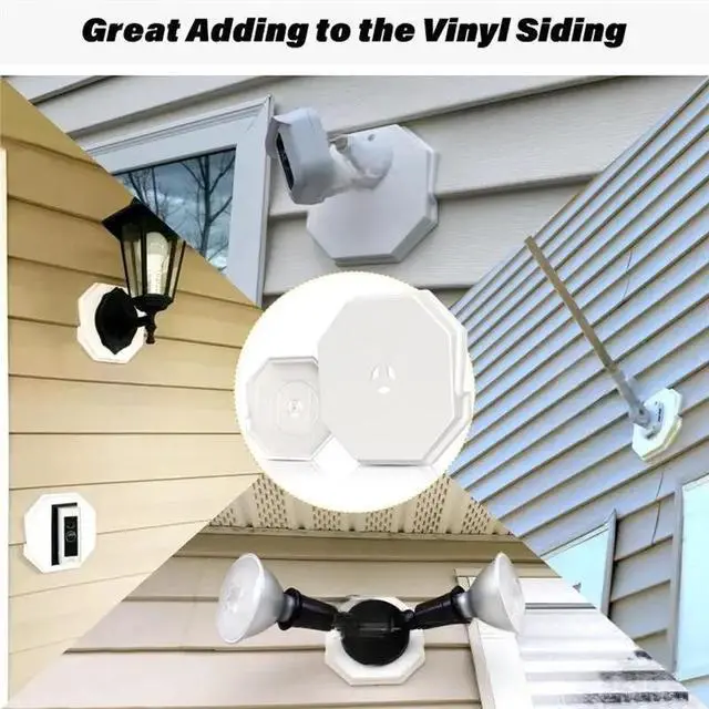Alt view image 5 of 6 - 4 Pcs Mounting Blocks Kit Octagon Wall Plate For Outdoor Light Or Camera, Fits 1/2 Inch Lap Height Siding
