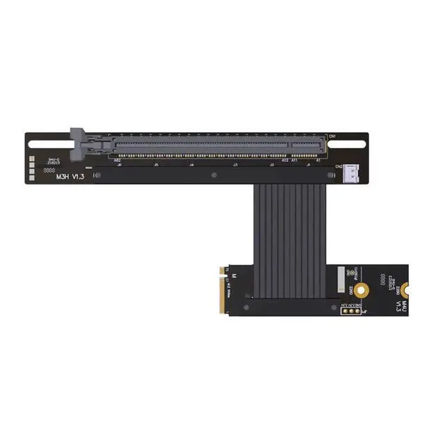 Alt view image 5 of 6 - PCIe 4.0 M.2 NVME to X16 Riser Cable 90° Turn Graphics Card Extender for M.2 NVMe Key-M SSD Extension Gen4x4 M43UF