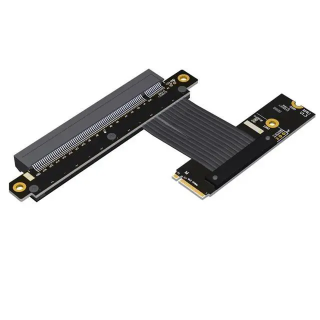 Alt view image 6 of 6 - PCIe 4.0 M.2 NVME to X16 Riser Cable 90° Turn Graphics Card Extender for M.2 NVMe Key-M SSD Extension Gen4x4 M43UF