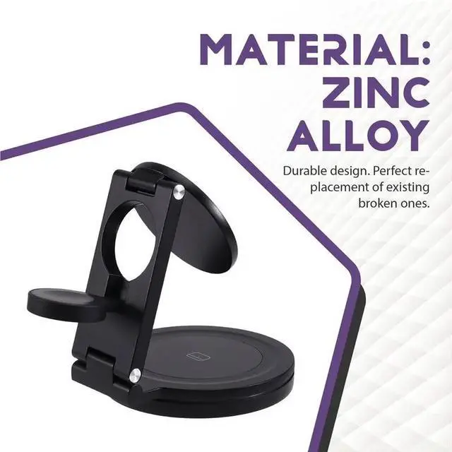 Alt view image 6 of 6 - Foldable 3In1 Charging Station 360° Rotation, Magnetic 15W For 12-17,For Watch& For