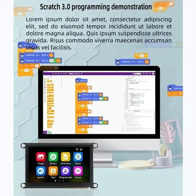 Alt view image 5 of 6 - - LCD Display IPS Capacitive Touch HD 8M PSRAM Bluetooth Development Board for LVGL ,4.3 Inch