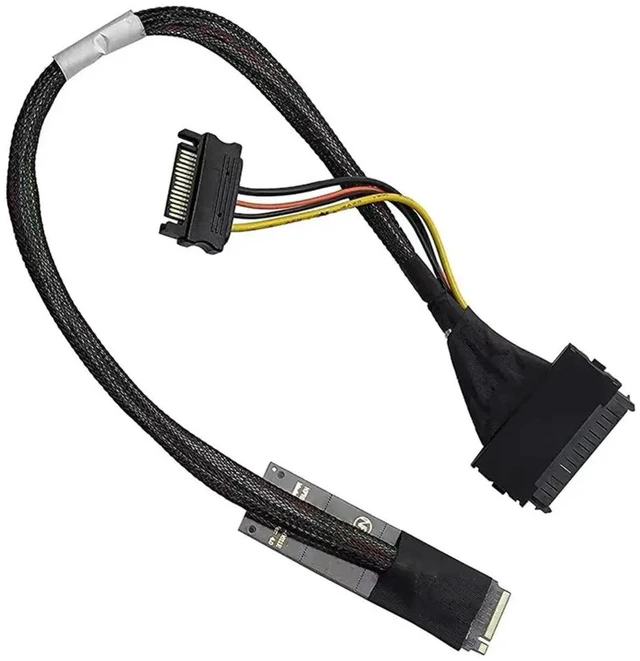 Alt view image 6 of 6 - PCIe 4.0 M.2 to SFF-8639 U.2 SSD Adapter Cable Extension Cable High-Speed Data Transfer Plug-and-Play 42CM