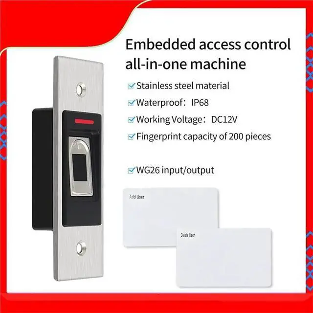 Alt view image 6 of 6 - IP68 Waterproof Fingerprint Access Control Machine 13.56Mhz Embedded Design Reader Security Protection Access Controller