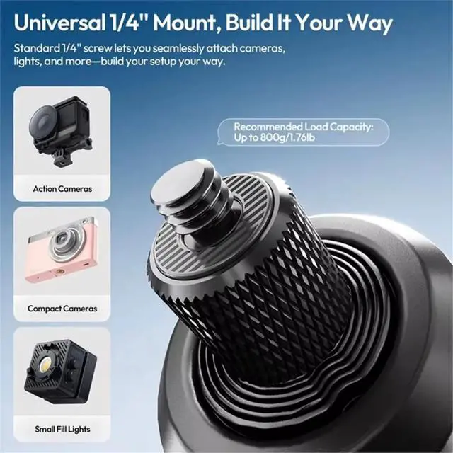 Alt view image 5 of 6 - TT91 Auto-Open Extension Pole Selfie Stick Ground Tripod with 1/4'' Mount for Action Camera for Vlog Video
