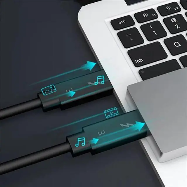 Alt view image 5 of 5 - 4X Typec Cable For Thunderbolt 3 Data Cable 40Gbps Full Speed 100W Fast Charge 5K Transmission 50Cm