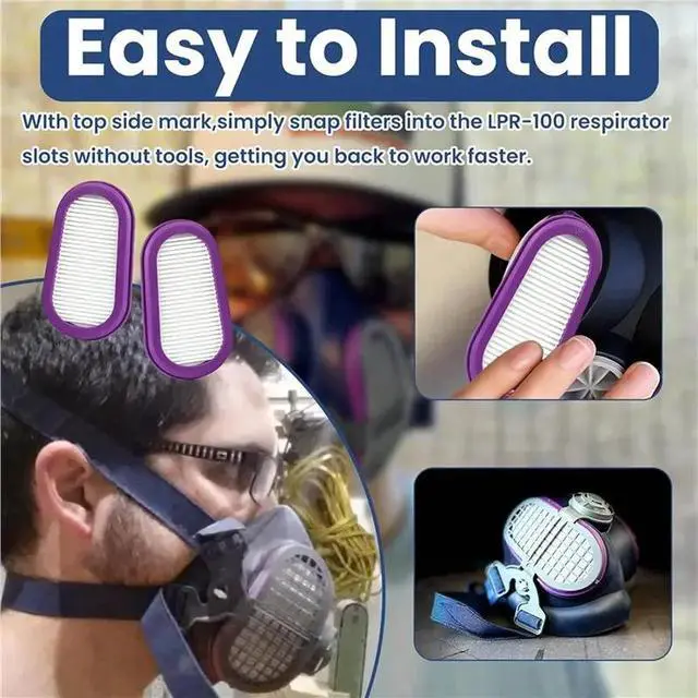 Alt view image 5 of 6 - 20Pc P100 Respirator Replacement Filter SPR321 For Elipse SPR321 SPR451 SPR457 For S/M And M/L Size Half Mask Respirator