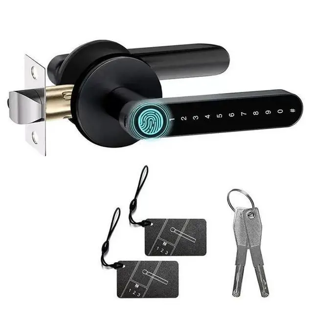 Alt view image 4 of 6 - Keyless Entry Door Locks With Handle, Fingerprint Door Lock For Bedroom, APP Controlled Wireles Smart Door Lock