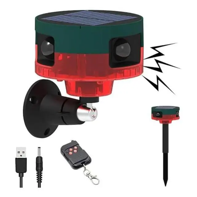 Alt view image 4 of 6 - Solar Infrared Motion Sensor Waterproof Outdoor Animal Repeller 129Db Dog Barking Sound Alarm Motion Sensor