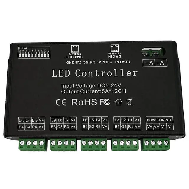 Alt view image 4 of 6 - 12 Channel Decoder RGB LED Controller 60A PWM DMX512 Dimmer Driver for RGB LED Strip and LED Module Light DC12V-24V