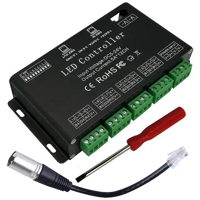 Alt view image 5 of 6 - 12 Channel Decoder RGB LED Controller 60A PWM DMX512 Dimmer Driver for RGB LED Strip and LED Module Light DC12V-24V