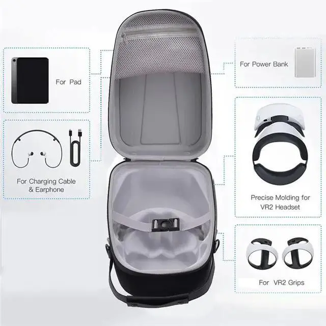 Alt view image 4 of 6 - Storage Bag for PS VR2 VR Headset Handbag Shockproof Carrying Case Waterproof Protective Cover-Black