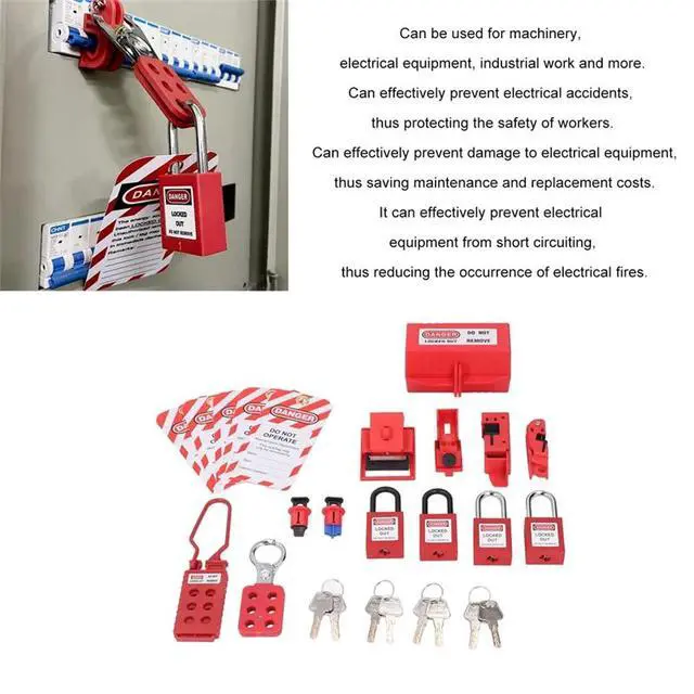 Alt view image 4 of 6 - IDUD Electrical Lockout Tagout Kit, Universal Clamp On Circuit Breaker Lockouts Loto-Safety Locks Hanging Tags Set