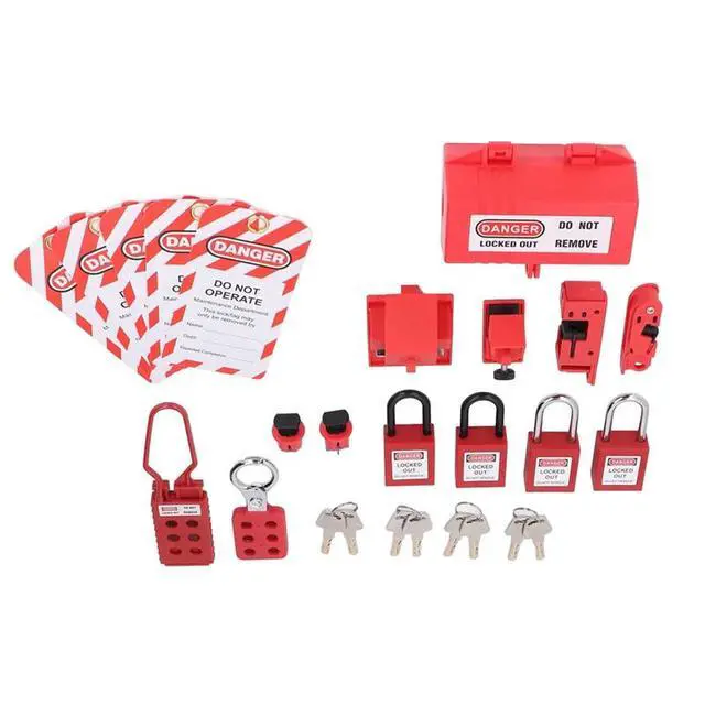 Alt view image 5 of 6 - IDUD Electrical Lockout Tagout Kit, Universal Clamp On Circuit Breaker Lockouts Loto-Safety Locks Hanging Tags Set