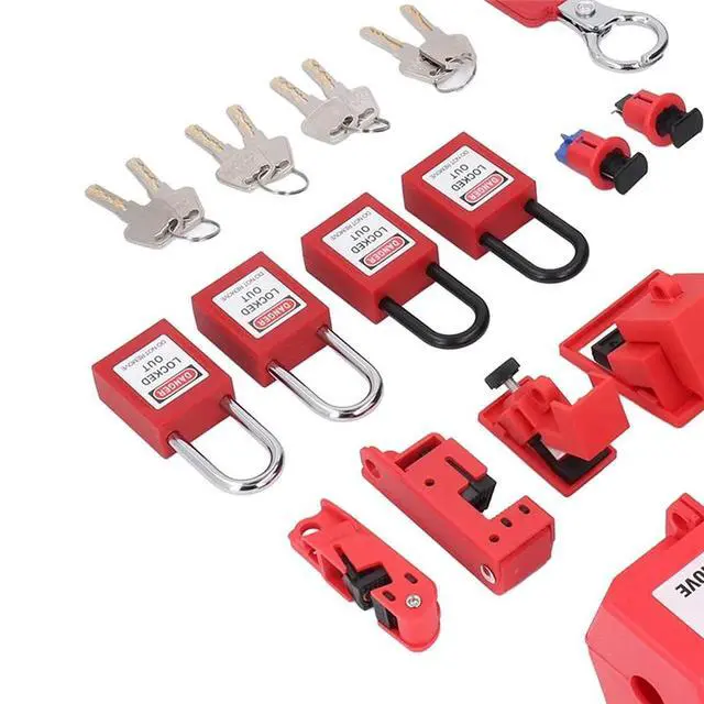 Alt view image 6 of 6 - IDUD Electrical Lockout Tagout Kit, Universal Clamp On Circuit Breaker Lockouts Loto-Safety Locks Hanging Tags Set