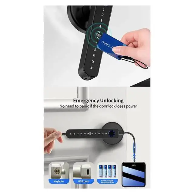 Alt view image 5 of 6 - Smart Fingerprint Door Lock,Biometric Door Knob With Keypad, APP Control Handle For Bedroom, Office Hotel, Apartment