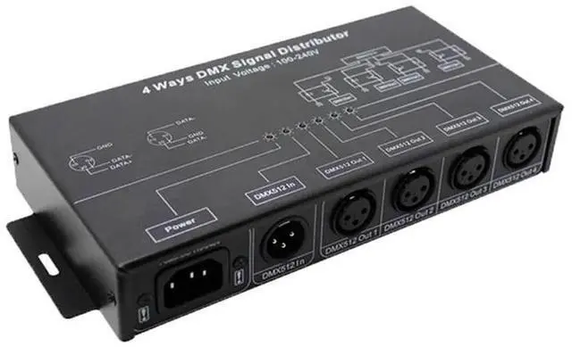 Alt view image 5 of 6 - AC100V-240V Input DMX512 1 To 4 Hub DMX Signal Repeater Splitter 4 XLR-3 Output Distributor Power Amplifier EU Plug