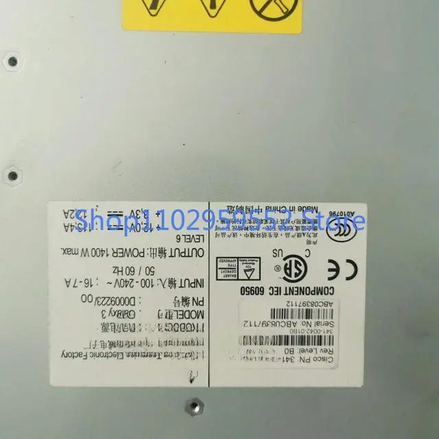 Alt view image 2 of 2 - 1pcs for 341-0042-01 PWR-C45-1400AC 1400W Power Supply 4506 4507