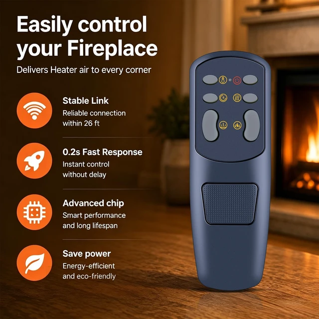 Alt view image 2 of 5 - Replacement Remote Control for Valuxhome/Houselux/Oxhark Flame Fireplace