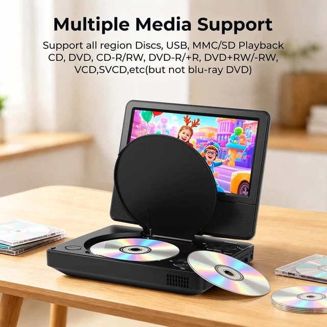 Alt view image 2 of 5 - HotHat 9.5" Portable DVD Player for Car with 7.5" Swivel Screen