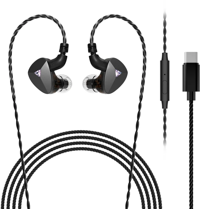 Main image of KEPAICHI USB C IEM Earphones with DAC Chip, HiFi Wired Earbuds with Dual Magnetic Dynamic Drivers, 0.78mm 2-Pin Detachable Cable, HD Mic in Ear Monitor Headphones for Music Gaming Singers & Drummers