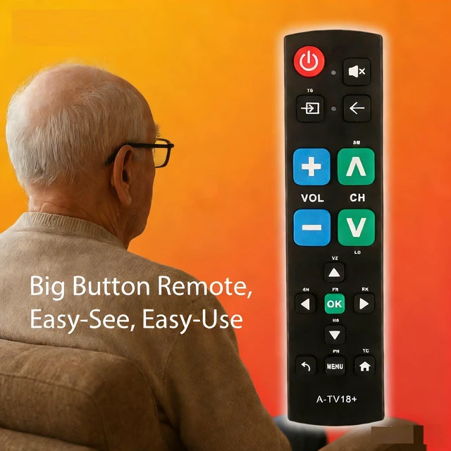 Alt view image 2 of 5 - Big Button Universal TV Remote Simple Easy to Use, Great for Seniors, Works with Major TV Brands