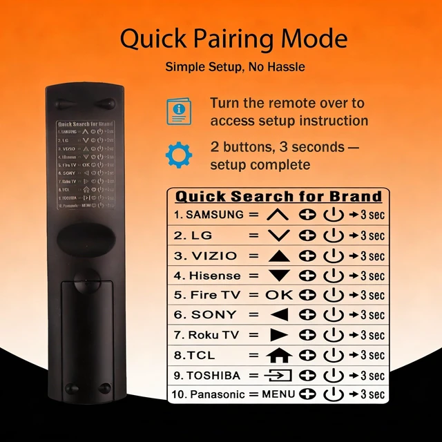 Alt view image 5 of 5 - Big Button Universal TV Remote Simple Easy to Use, Great for Seniors, Works with Major TV Brands