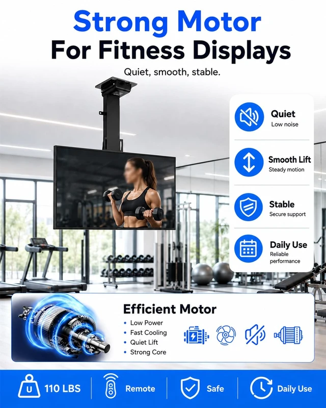 Alt view image 5 of 5 - Motorized Ceiling TV Mount for 3270 in TVs, Manual 360 Swivel(35.4inch)